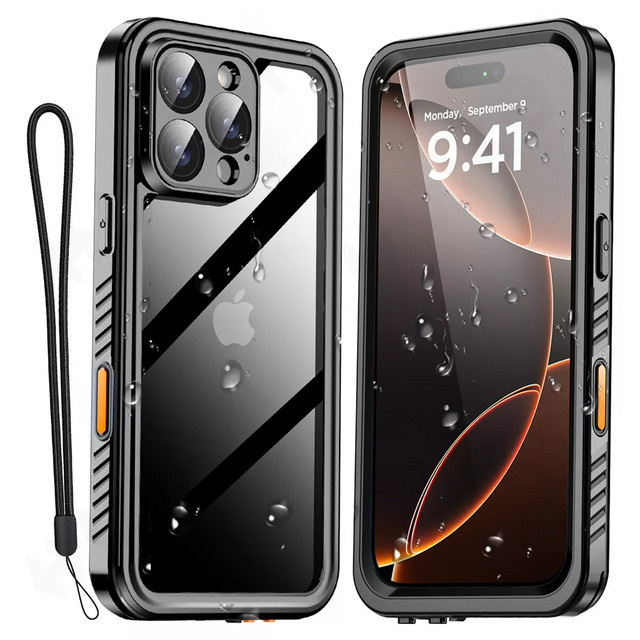 FAXYSON Wasserdichte iPhone Hülle IP68 mit Metall-Aluminium-Gehäuse für iPhone 17 bis 11 Pro Max, XR, XS Plus in Schwarz oder Silber - Bild 1