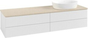 V&B Waschtischunterschrank Antao mit Frontstruktur und LED-Beleuchtung, Weiß, B: 160 cm, T: 50 cm - Bild 1