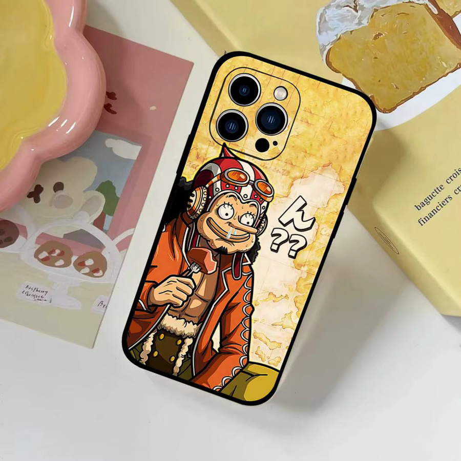 ONE PIECE Usopp Handyhülle aus Silikon für iPhone 17 16 15 14 13 12 11 Pro Max Mini X Xs XR in Schwarz - Bild 3