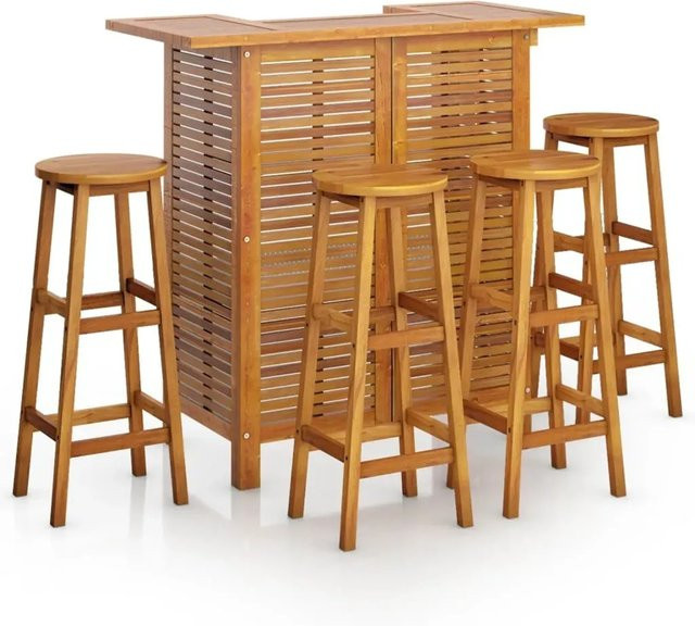 vidaXL 5-tlg Gartenbar-Set aus Akazien-Massivholz in Braun - Bild 1