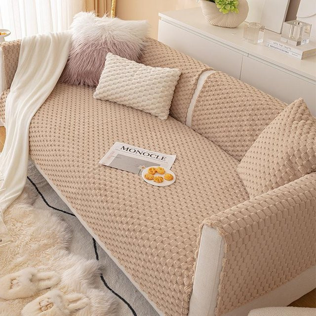 Moderner Plüsch-Sofabezug von Your Warm Home, rutschfestes L-förmiges Sofakissen aus Samt für Couch und Sessel, Breite: 70 cm, Breite: 70 cm - Bild 1