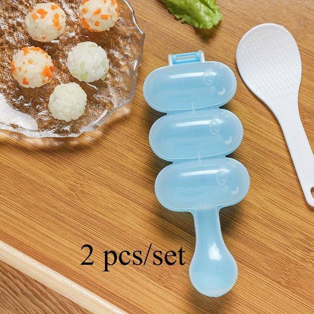2er-Set DIY Reisbällchenform 3-in-1 Reisbällchen-Maker in Blau für Lunchboxen und die Küche - Bild 1