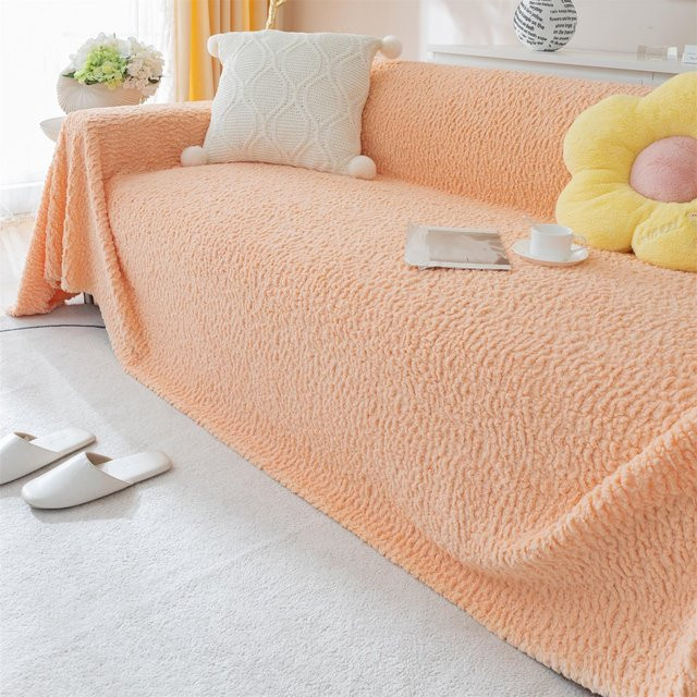 Flauschige Sherpa Sofa Überwurfdecke von Your Warm Home in Korallenrot, B/B: 180 x 90 cm - Bild 1