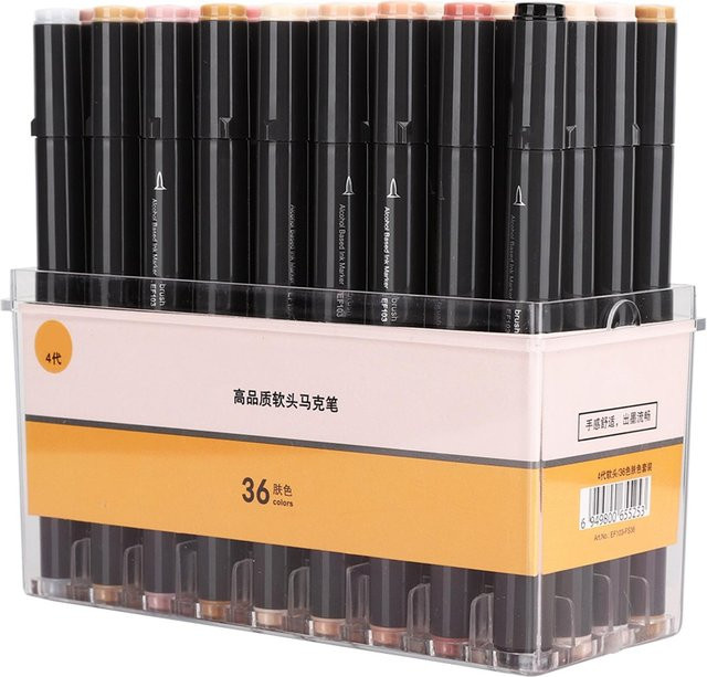 OutsideWorld Marker Set mit 36 Farben und Doppelspitzen für Anime und Comic Skizzen in Hauttönen und Schwarz - Bild 1