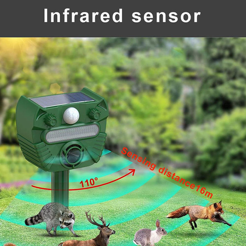Solar Tier Repeller Ultraschall zur Abschreckung von Eichhörnchen und Rehen im Freien, wasserdicht, grün - Bild 4