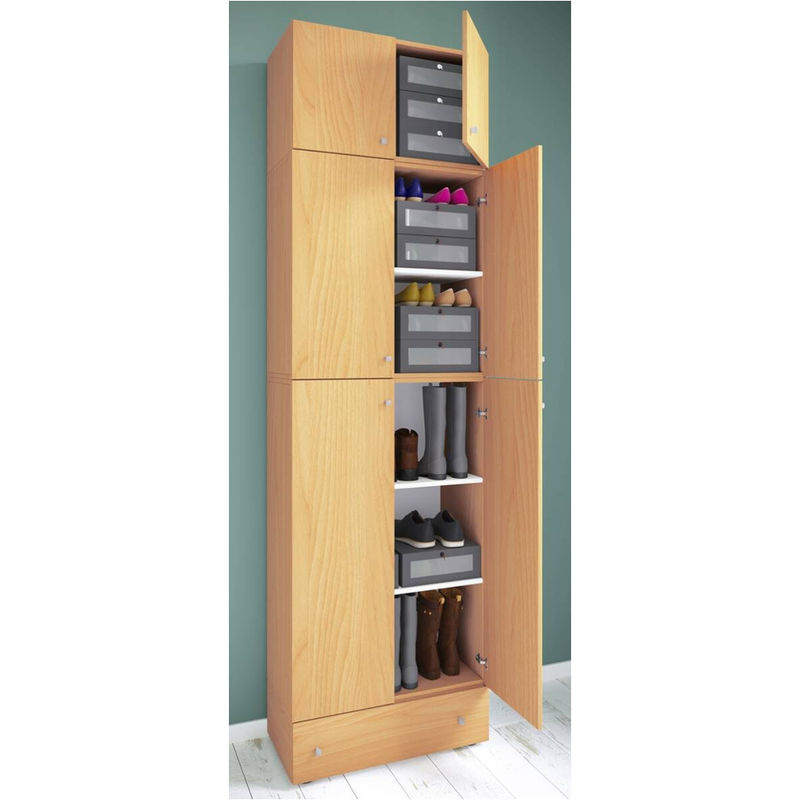 VCM Schuhschrank Lona Allzweckschrank aus Holz in Buche Nachbildung Weiß H x B x T: 240 x 70 x 39 cm - Bild 3