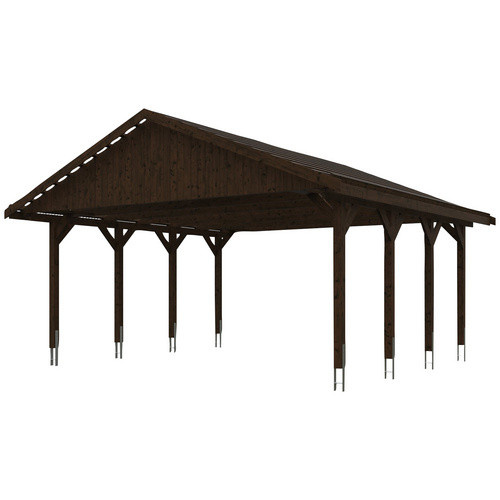 Satteldach-Carport Wallgau von SKANHOLZ in Nussbaum Braun B/T: 620 x 600 cm, Höhe: 354 cm - Bild 3