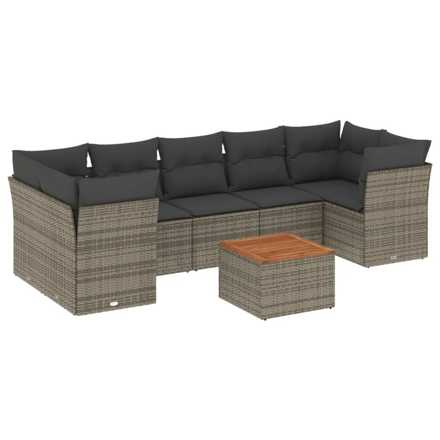 vidaXL 6-tlg Garten-Sofagarnitur aus Polyrattan in Grau mit Sitzkissen und Tisch im L-Shape Design - Bild 2