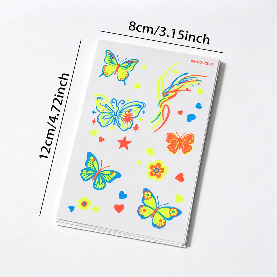 MAFANAILS Temporäre Tattoo-Aufkleber, 10 Blatt, fluoreszierend, 3D-Muster - Bild 1