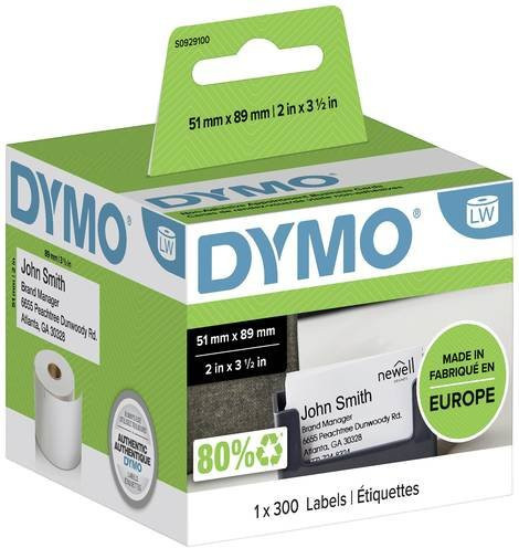 DYMO LabelWriter Termin- und Namensschilder-Etiketten aus Papier, Weiß, 300 Stück, B: 89 mm, H: 51 mm, nicht klebend - Bild 1