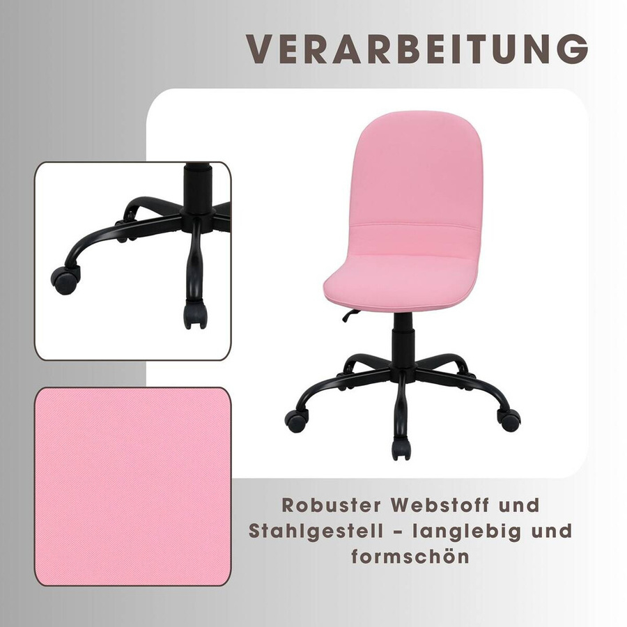 byLIVING Drehstuhl TROLLY für Kinder in Schwarz und Pink mit Stoff und Rollen - Bild 2