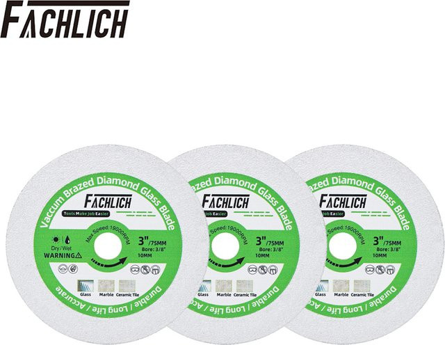 FACHLICH 3-teiliges Set Schneidplatten für Mini-Winkelschleifer zum Schneiden von Glas, Jade, Marmor und Fliesen, Durchmesser: 75 mm - Bild 1