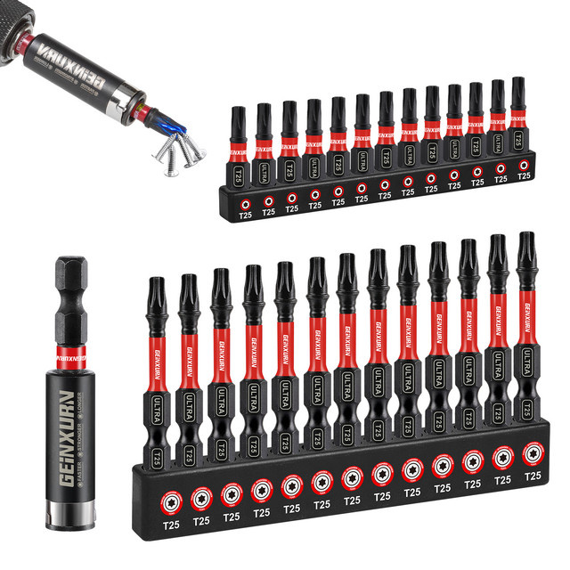 Geinxurn Schlagschrauber-Bits-Set mit magnetischen Sternschrauber-Bits aus S2-Stahl und Bithalter in farbcodierter Basis - Bild 1