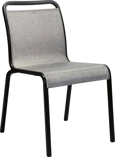 Stern Stapelstuhl Oskar aus Aluminium in Schwarz Matt mit Textilene-Gewebe in Grau - Bild 1