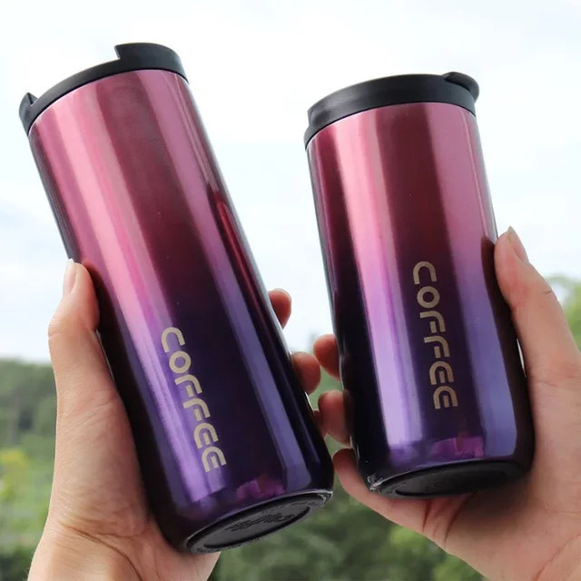 Doppelwandiger Edelstahl 304 Thermobecher auslaufsicherer Reisebecher in Schwarz, 350 ml oder 500 ml - Bild 1