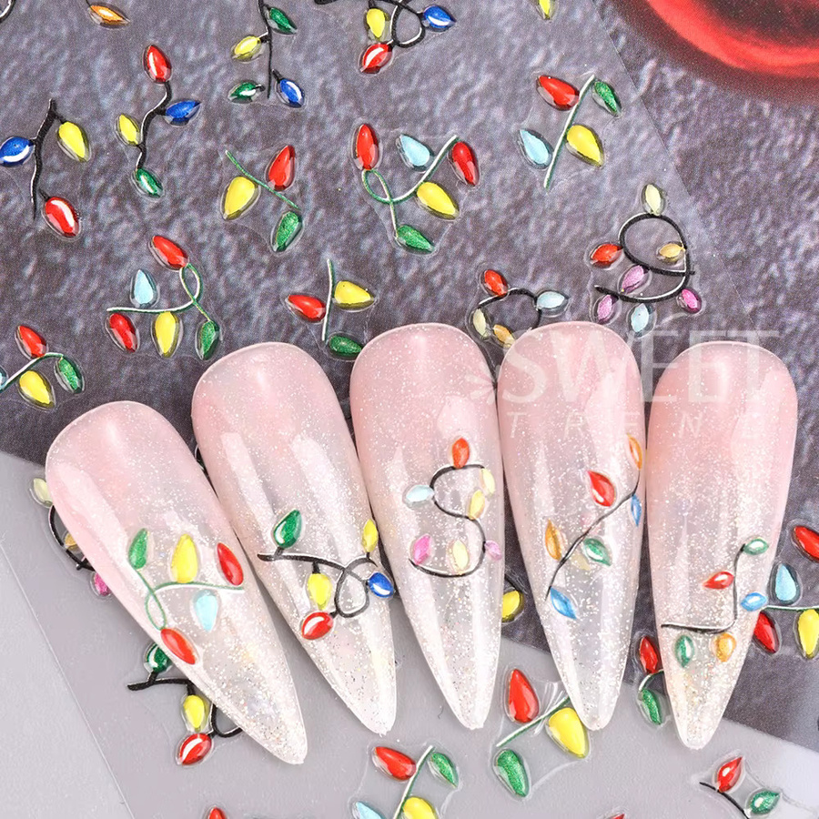 SWEET TREND Nagelaufkleber 5D, bunte Lichter, Weihnachts-Maniküre-Dekoration - Bild 2