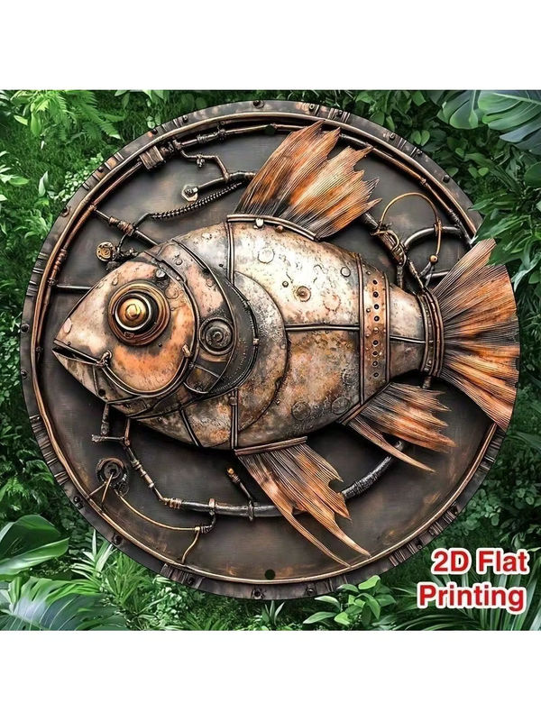 LIVEWILD Personalisiertes Aluminium-Wandkunst-Schild im Vintage-Anglerstil, Braun, B/B: 20,32 x 20,32 cm - Bild 3