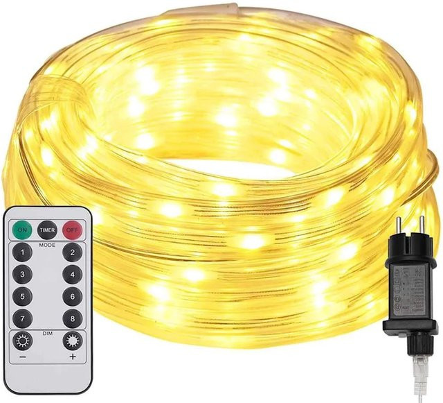 vidaXL LED Lichtseil mit 240 LEDs, Warmweiß, 10 m, Transparent, IP44 für Innen und Außen - Bild 1