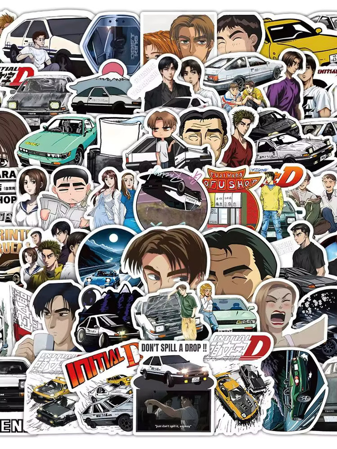 Bandai Anime Initial D Aufkleber, Manga-Sticker, 10/30/60 Stück - Bild 7