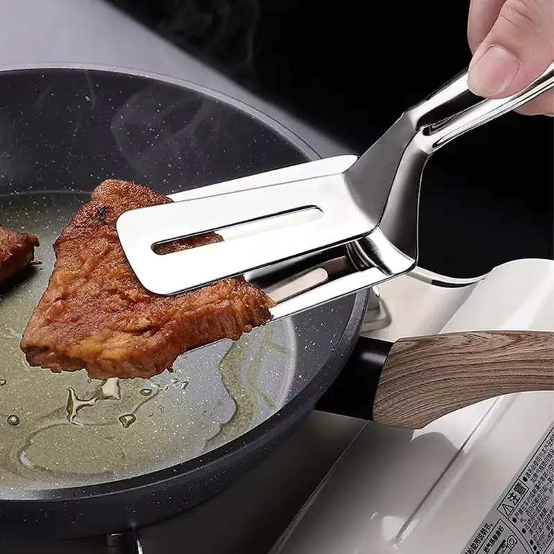 Multifunktionale BBQ Zange und Spachtel aus Edelstahl in Silber - Bild 3