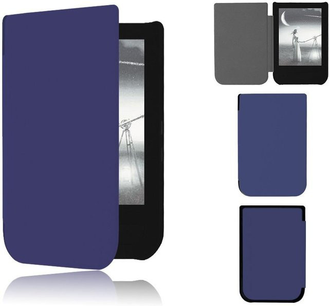 Lederhülle für PocketBook 631/631 Plus E-Reader mit Auto-Schlaf- und Aufwach-Funktion, sturzsicher und verschleißfest, Farbe: Blau - Bild 1