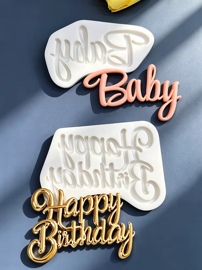 HANDLIFE Silikon Backform Alles Gute zum Geburtstag für Kuchen, Schokolade und Fondant in Weiß - Bild 5