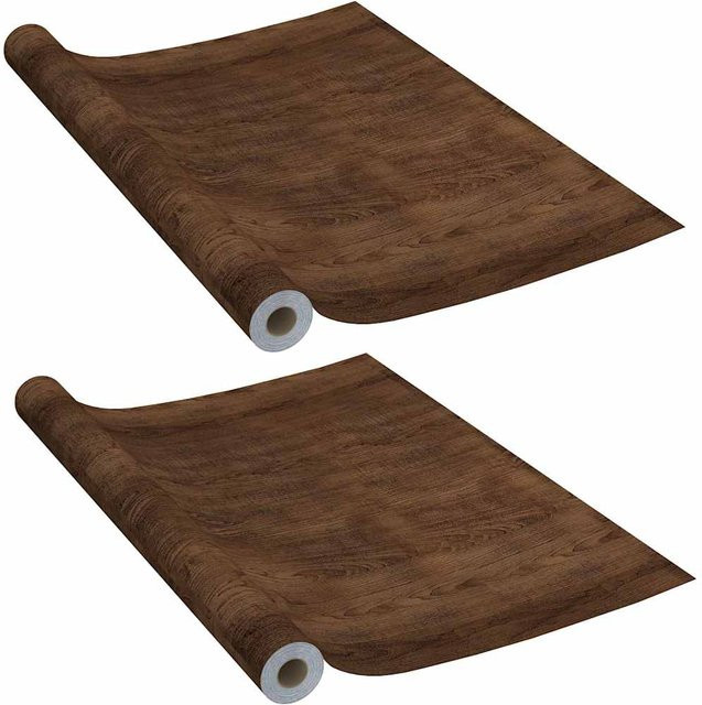 Selbstklebende Türfolie Yiwydaa in Dunkleiche, 2 Stück, Material: PVC, B: 90 cm, H: 210 cm - Bild 1