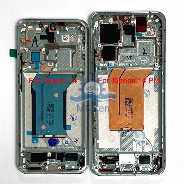 Original AMOLED Display mit Touch Panel Digitizer und LCD Rahmen für Xiaomi 14 und Xiaomi 14 Pro in Silber - Bild 1