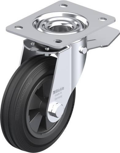 Blickle Lenkrolle LE-VPP 150G-ST mit Feststeller in Schwarz und Silber, Rad-Durchmesser: 15 cm, Tragfähigkeit: 135 kg - Bild 1