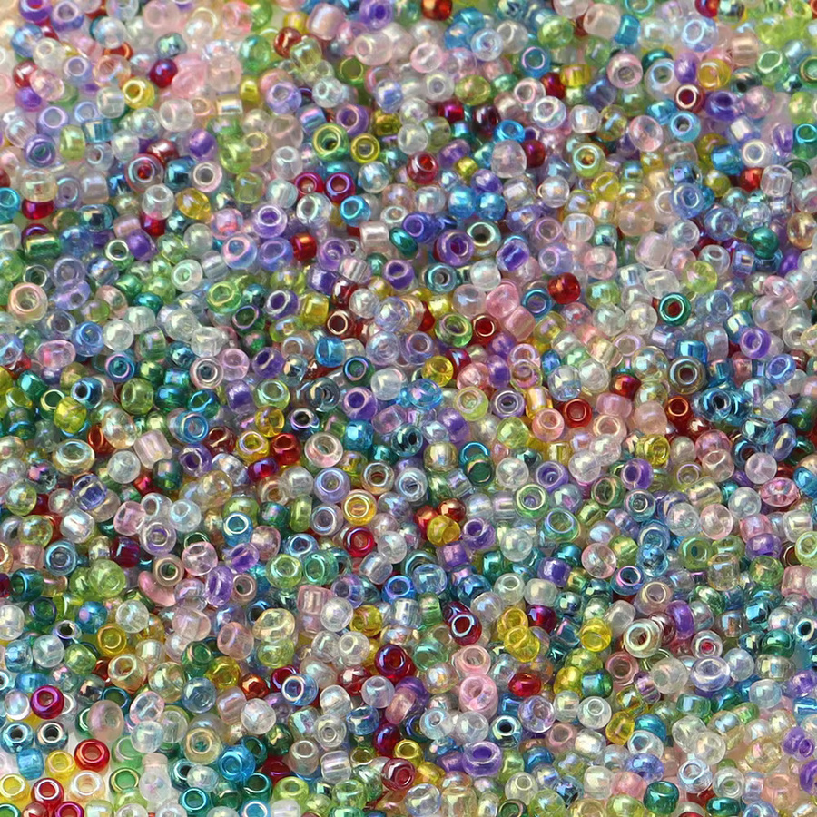 Glas-Rocailles, 2 mm, transparente AB-Farbe, Glasperlen - Bild 3