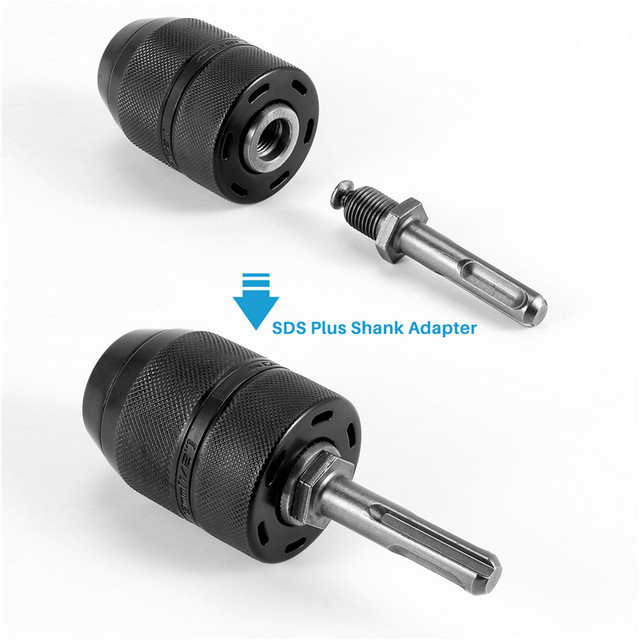 SDS Plus Bohrfutter Adapter Set mit 1/2-20 UNF Gewinde und 2-13mm Spannbereich in Schwarz - Bild 1