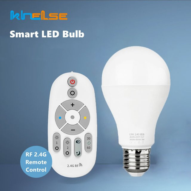 Khelse Smart LED-Birne E27 mit Fernbedienung, dimmbar, CCT Warmweiß und Kaltweiß, mit Timer-Funktion - Bild 1