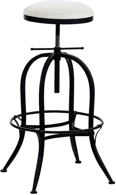 TPFLiving Barhocker Radunz im Industrial Design mit weißem Kunstleder und schwarzem Metallgestell, drehbar - Bild 1