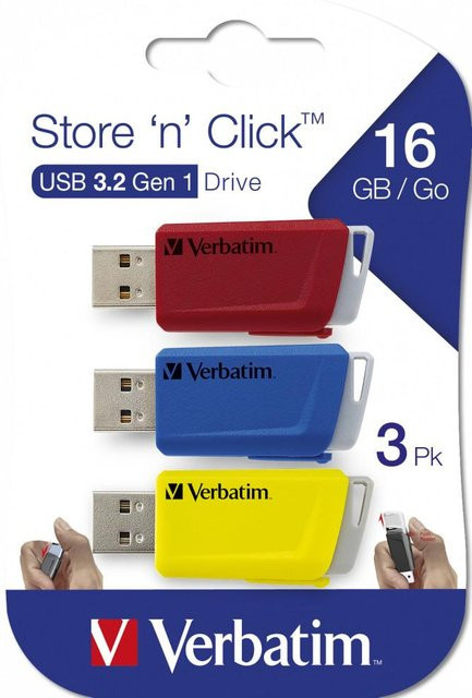 Verbatim Store 'n' Click USB-Stick Set 3x 16GB USB 3.2 Gen 1 Multicolor - Bild 2