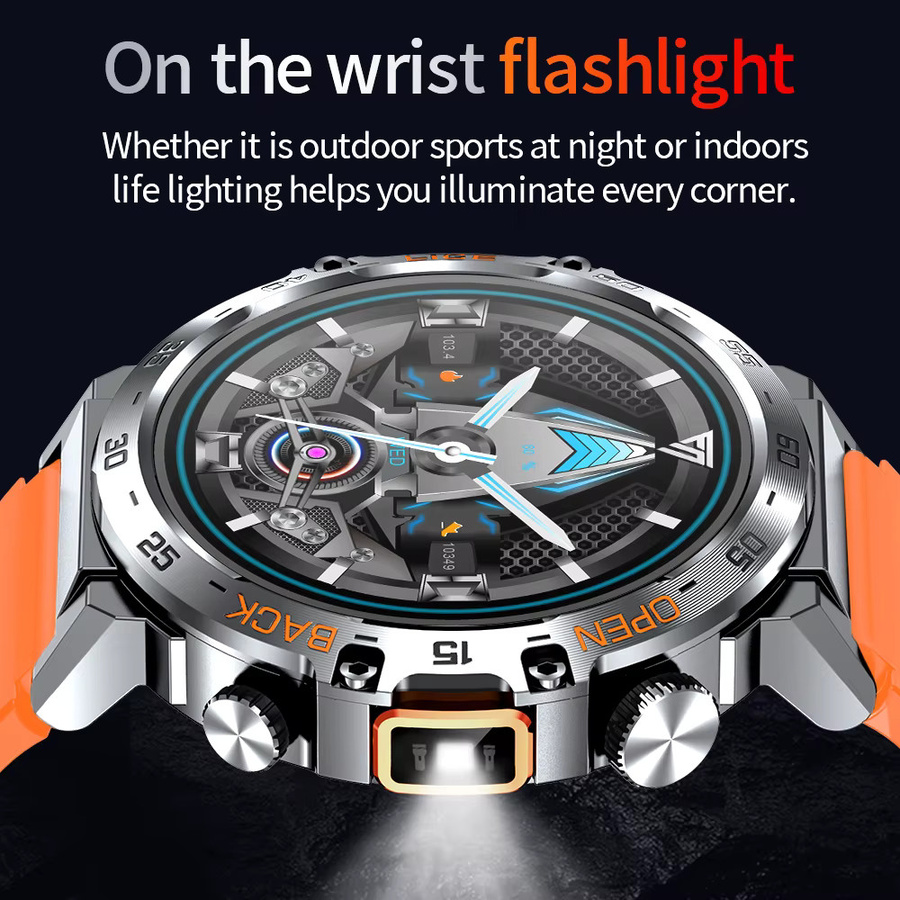 LIGE Smartwatch für Herren in Schwarz mit Ultra HD Bildschirm, LED-Taschenlampe, Bluetooth-Anruffunktion und Wasserdichtigkeit - Bild 2