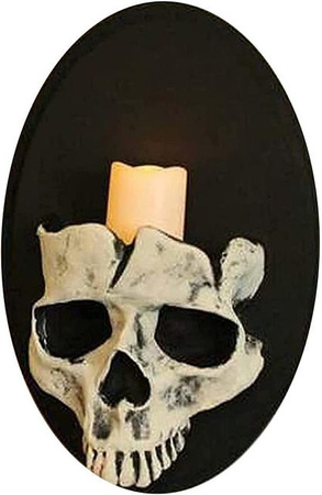 TOMTOP JMS Wandkerzenhalter Skelett für Halloween Dekoration, beige