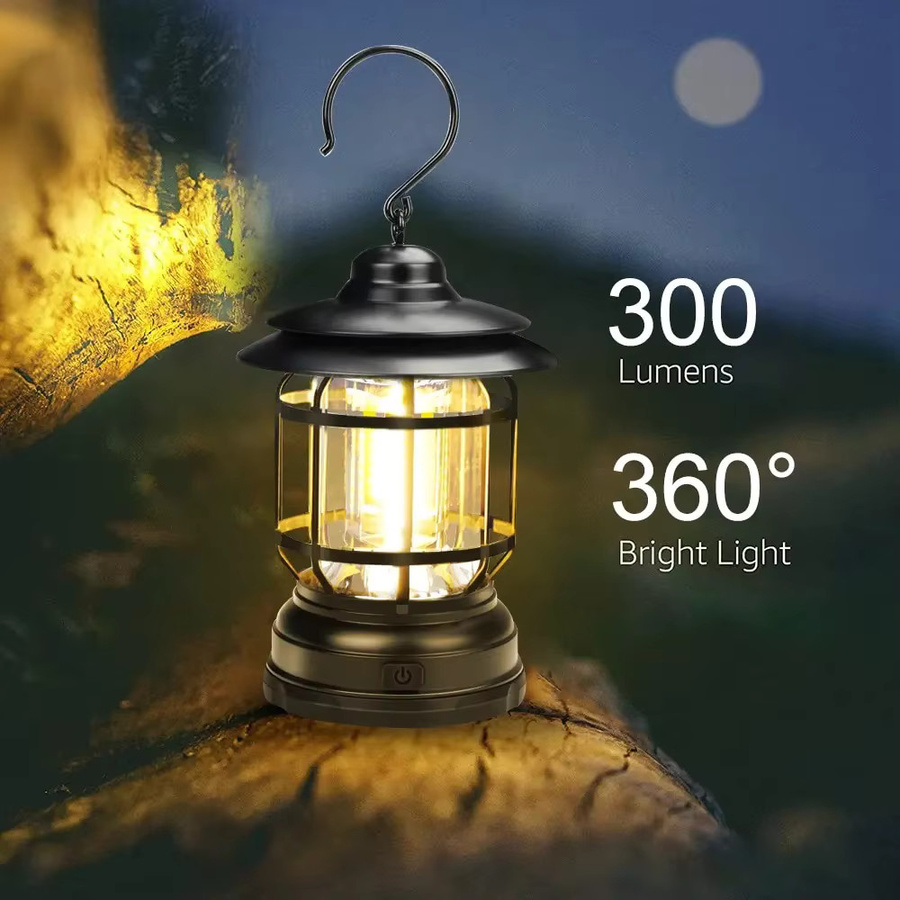 ESMARTER LED Camping Laterne in Grün und Schwarz mit warmweißem Licht und zwei Beleuchtungsmodi, batteriebetrieben für Outdoor und Indoor - Bild 3