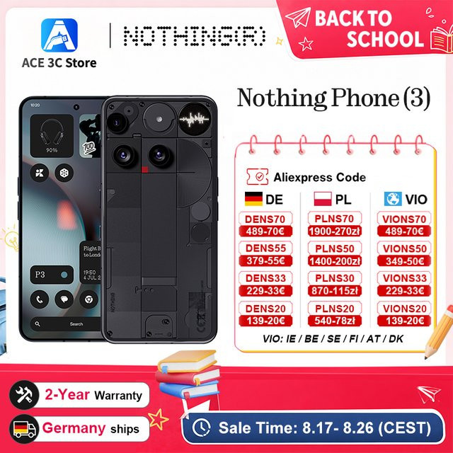 Nothing Phone (3) Smartphone in Weiß mit Qualcomm Snapdragon 8S Gen 4, 6,77 Zoll 120Hz Display, 50MP Kamera und 5.150 mAh Akku - Bild 1