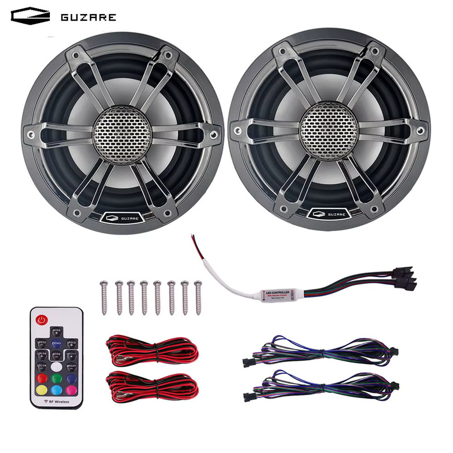 GUZARE Marine-RGB-Lautsprecher Set, 2-Wege-System mit 150 Watt, IP66 wasserdicht, Schwarz/Rot, 2 Stück - Bild 2