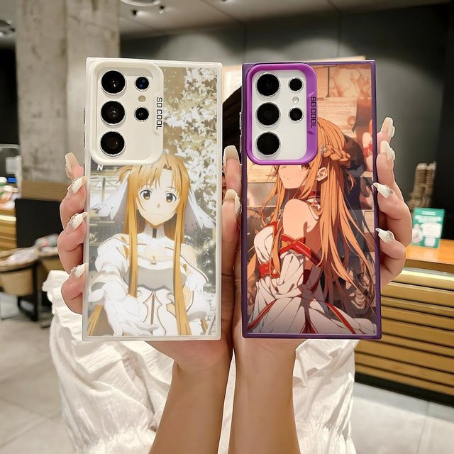 Anime Asuna Silikon Handyhülle für Samsung Galaxy S25 Edge S24 S23 S22 S21 S20 Ultra in Bunt und Silber - Bild 1