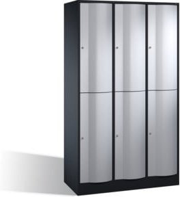 C+P Doppelstockspind Resisto mit 6 Fächern, Front Weißaluminium und Korpus Schwarzgrau, H: 195 cm, B: 115 cm, T: 54 cm - Bild 1