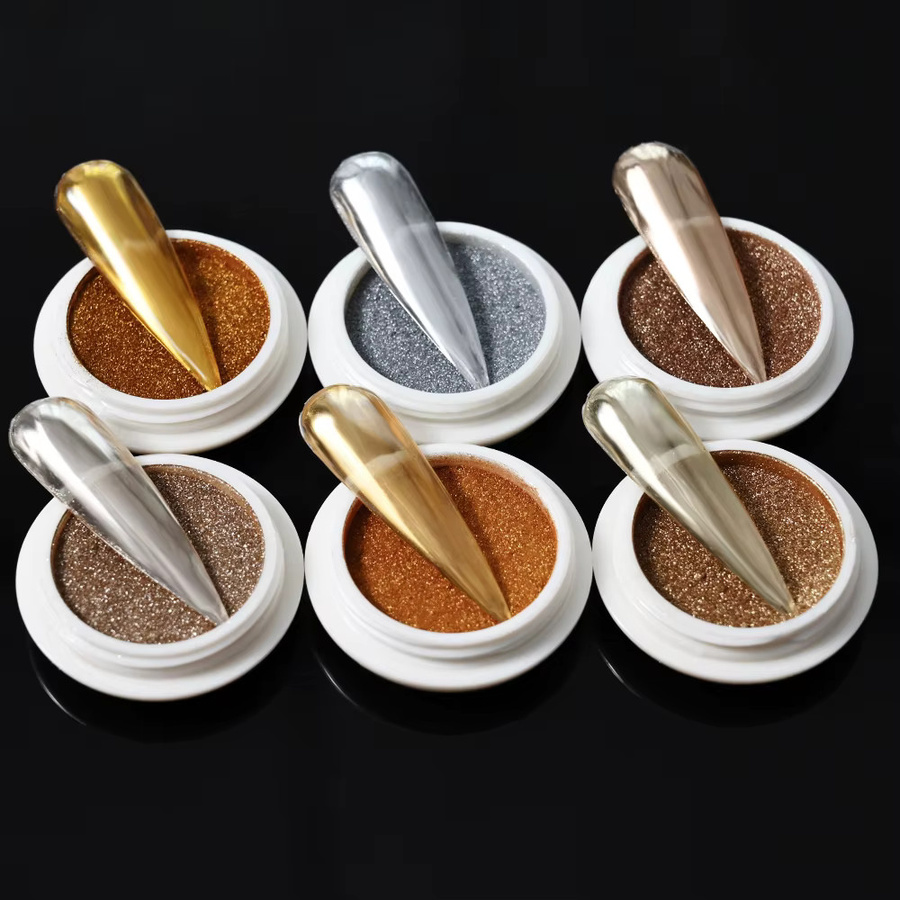MingLee Nageldekorations-Puder, Metallic, Gold-Silber, 6-teilig - Bild 4