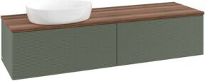 V&B Waschtischunterschrank Antao mit Frontstruktur in Grau-Grün lackiert, B: 160 cm, T: 50 cm - Bild 1