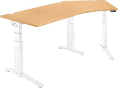 Schäfer Shop Genius ERGOSTYLE S Eckschreibtisch elektrisch höhenverstellbar Buche/weiß B: 216,5 cm, T: 80 cm, H: 64,5-130,5 cm - Bild 1