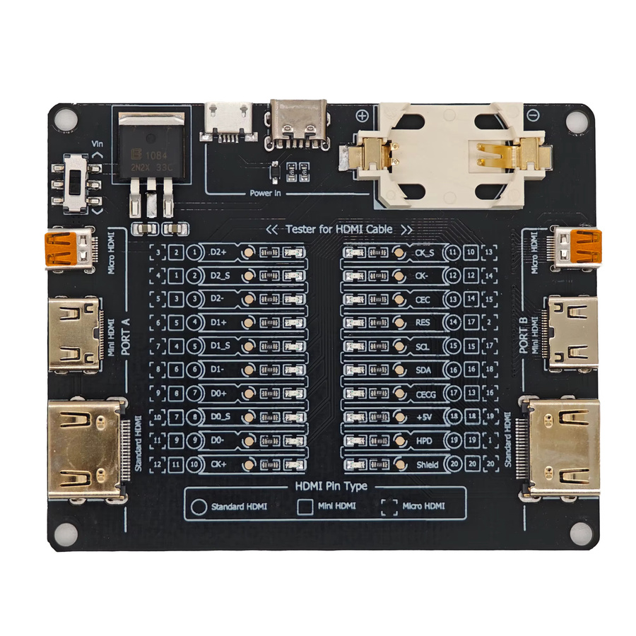 USB Kabel Tester zur Prüfung von Standard, Mini und Micro USB Datenleitungen mit Kurzschlussprüfung und Ein-Aus-Schalter in Schwarz - Bild 2
