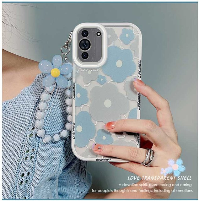 OnePlus 3D-Anhänger TPU-Schutzhülle mit blau-rosa Blumen und süßem Bär für verschiedene Modelle wie OnePlus 9, 10 Pro, 11 und Nord 2 5G - Bild 1