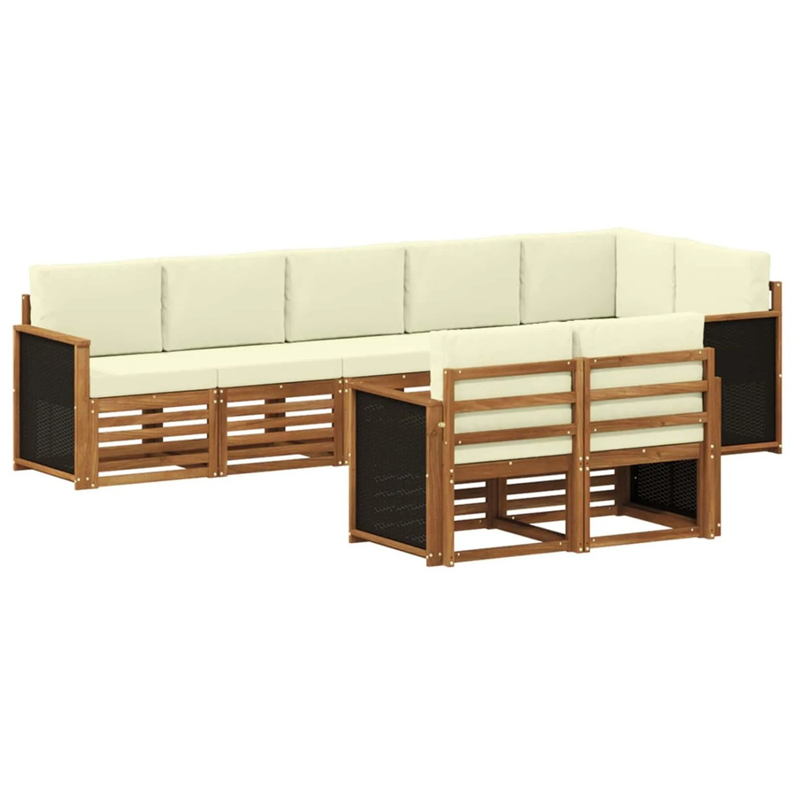 vidaXL Sofagarnitur aus Massivholz Akazie in Beige mit Latten-Design und Armlehnen - Bild 2