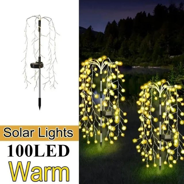 Lanzhong Solarbetriebene Weidenbaum Feuerwerkslampe mit 100 LED in Mehrfarbig/Schwarz - Bild 1