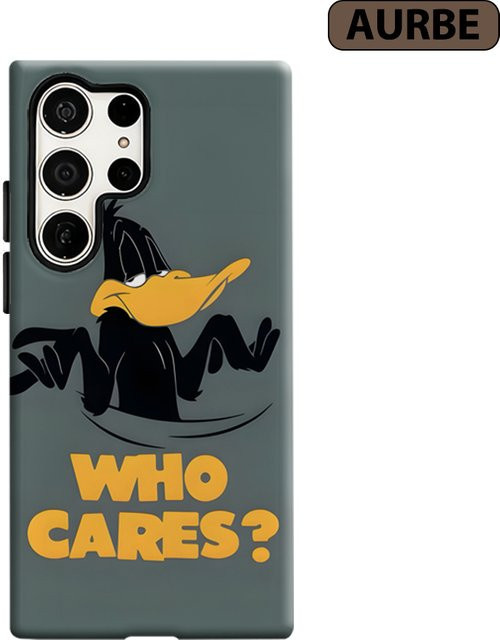 Stoßfeste Doppelschicht Handyhülle mit Daffy Duck Design für Samsung Galaxy S26 S25 S24 S23 Ultra Plus, Farbe: Grau - Bild 1