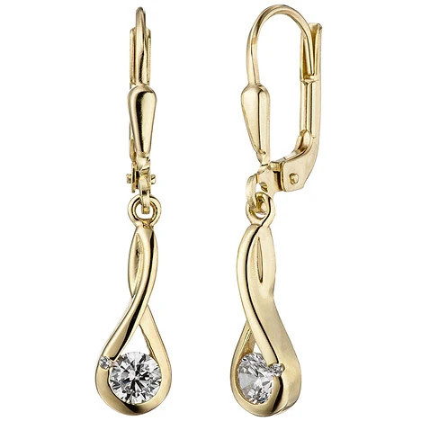 Colfem Ohrhänger 333 Gelbgold, 2 Zirkonia, Damen - Bild 1